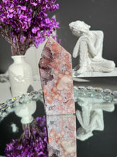 Load image into Gallery viewer, Druzy pink amethyst tower with amethyst  25982
