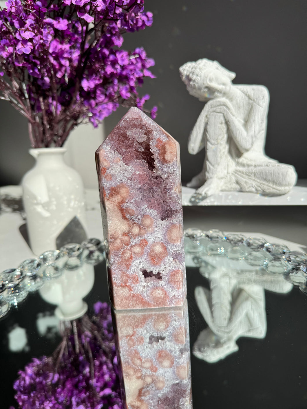 red pink amethyst tower with amethyst  2598