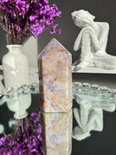 Load image into Gallery viewer, Druzy pink amethyst tower with amethyst  2598

