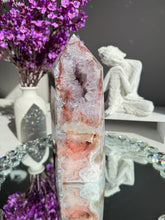 Load image into Gallery viewer, Druzy pink amethyst tower with amethyst  2592
