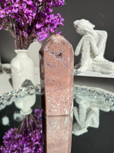 Load image into Gallery viewer, Druzy pink amethyst tower with amethyst  25964
