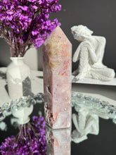 Load image into Gallery viewer, Druzy pink amethyst tower with amethyst  25963
