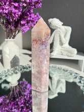 Load image into Gallery viewer, Druzy pink amethyst tower with amethyst  25963
