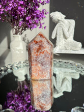 Load image into Gallery viewer, Druzy pink amethyst tower with amethyst  25962
