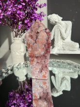 Load image into Gallery viewer, Druzy pink amethyst tower with amethyst  25961
