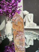 Load image into Gallery viewer, Druzy pink amethyst tower with amethyst  2596
