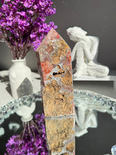 Load image into Gallery viewer, red Druzy pink amethyst tower with amethyst  2597
