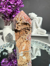 Load image into Gallery viewer, Druzy pink amethyst tower with amethyst  25952
