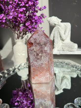 Load image into Gallery viewer, pink amethyst tower with amethyst and hematite 2594
