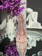 Load image into Gallery viewer, pink amethyst tower with amethyst and hematite 2594
