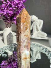 Load image into Gallery viewer, Druzy pink amethyst tower with amethyst  2594
