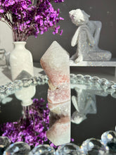 Load image into Gallery viewer, Pink Rainbow amethyst tower with calcite  2617

