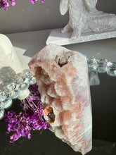 Load image into Gallery viewer, Coral pink Rainbow amethyst tower with agate  2617
