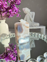 Load image into Gallery viewer, Coral pink Rainbow amethyst tower with agate  2617
