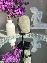 Load image into Gallery viewer, Black amethyst geode with berry purple druzy  2629
