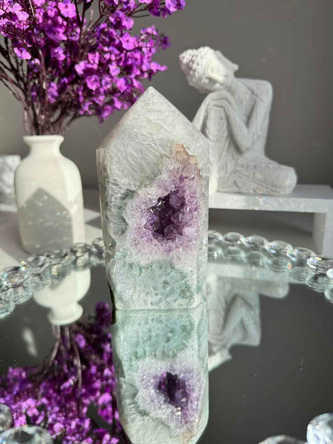 amethyst tower with green banding  2619