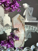 Load image into Gallery viewer, Pink Rainbow amethyst tower with calcite  2617
