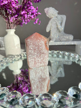 Load image into Gallery viewer, Coral pink Rainbow amethyst tower  2617 1
