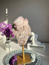 Load image into Gallery viewer, druzy amethyst geode with rare pink clusters  2648
