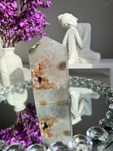 Load image into Gallery viewer, Coral pink orange Rainbow amethyst tower  2619
