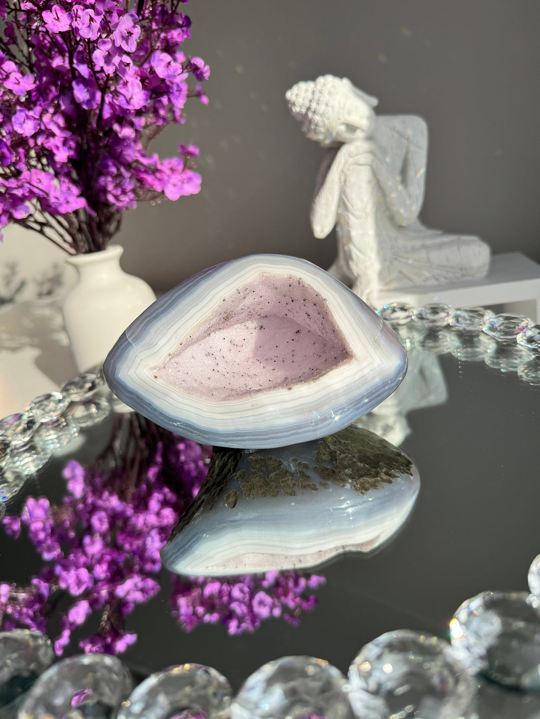 Lilac purple druzy agate geode  1979