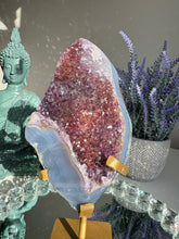 Load image into Gallery viewer, druzy amethyst geode with agate   2658
