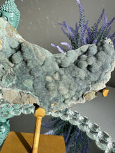 Load image into Gallery viewer, Green sugary druzy rainbow amethyst geode  2655
