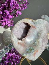 Load image into Gallery viewer, Lilac druzy amethyst heart  with jasper  1814
