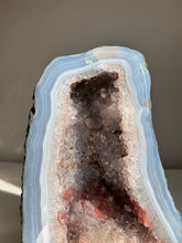 Load image into Gallery viewer, Amethyst cave with blue banded agate  and red hematite   L
