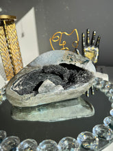 Load image into Gallery viewer, Black amethyst  geode with calcite  2670
