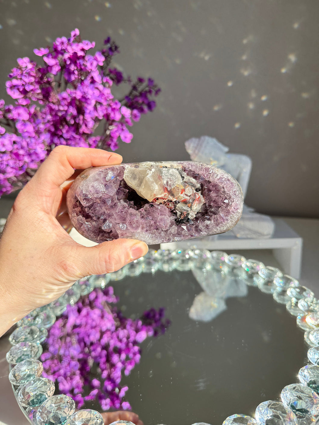 amethyst geode with calcite  2666