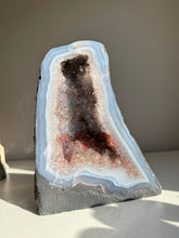 Load image into Gallery viewer, Amethyst cave with blue banded agate  and red hematite   L
